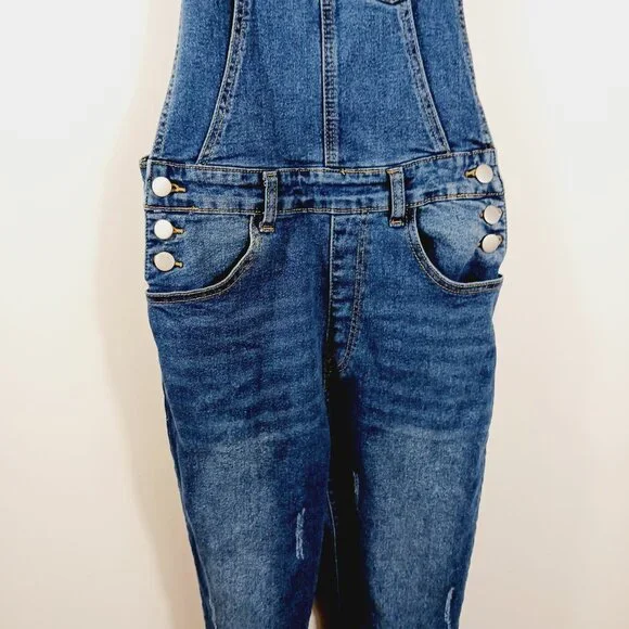 SHEIN, Denim Overalls, Size Medium, Slightly Distressed, Crop - Ankle - Picture 6 of 15